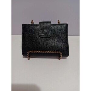 Wallet Bi-fold Black Genuine Leather Tab Snap Closure  5"×3.50"